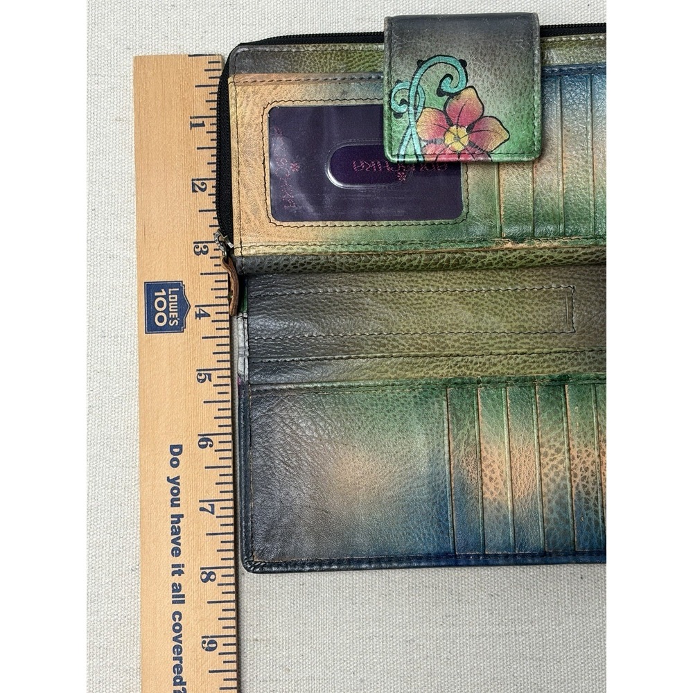 Anuschka Hand-Painted Multicolor Cat Floral Wallet - Picture 7 of 9